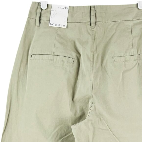 Indigo Rising Women's Pleated Front Wide Leg Green Pant Size 11/30 High Rise NWT - Picture 6 of 12